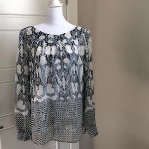 Milano Sheer Cream and Navy Blouse